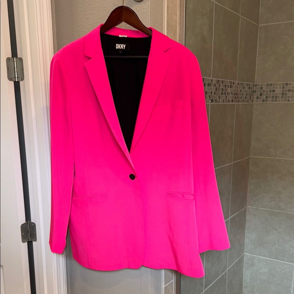 DKNY Women's Hot Pink Oversized Blazer